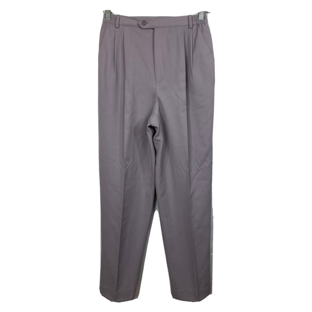 NWT Nordstrom Pants Womens Sz 10T Tall Purple Wool Pleated‎ Straight Leg Dress